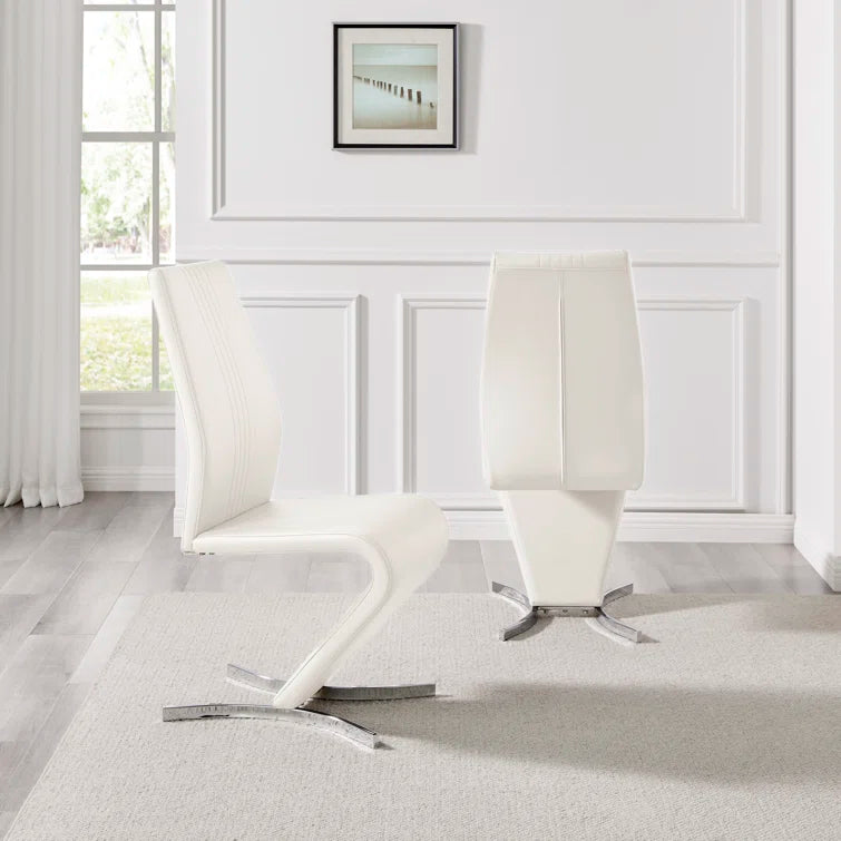 Wilhelm Faux Leather Chrome Feet 'Z' Leg Dining Chairs Modern Design