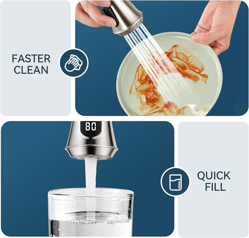 FORIOUS Touchless Kitchen Faucets, Brushed Nickel Kitchen Faucet with Pull Down Sprayer, Single Handle Smart Motion Sensor Kitchen Sink Faucet,Contemporary Hands-Free Sink Faucet for Farmhouse Laundry