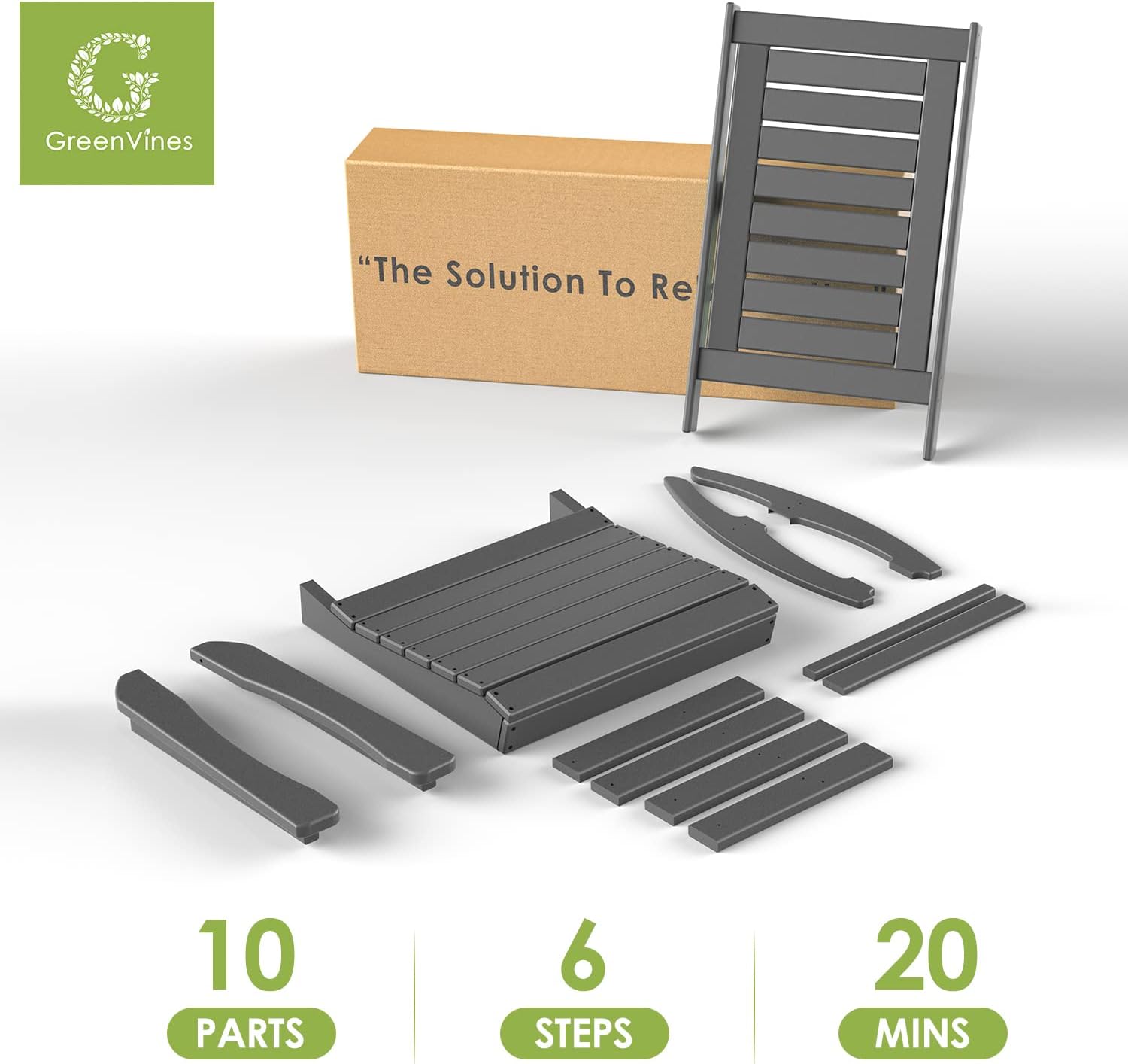 GREENVINES Outdoor Rocking Chairs | Set of 2 | Porch Rocker | HDPE Plastic | Black | Oversized Rockers | High Back | Big & Tall | Ladder Back | for Patio Outside Backyard Balcony Garden