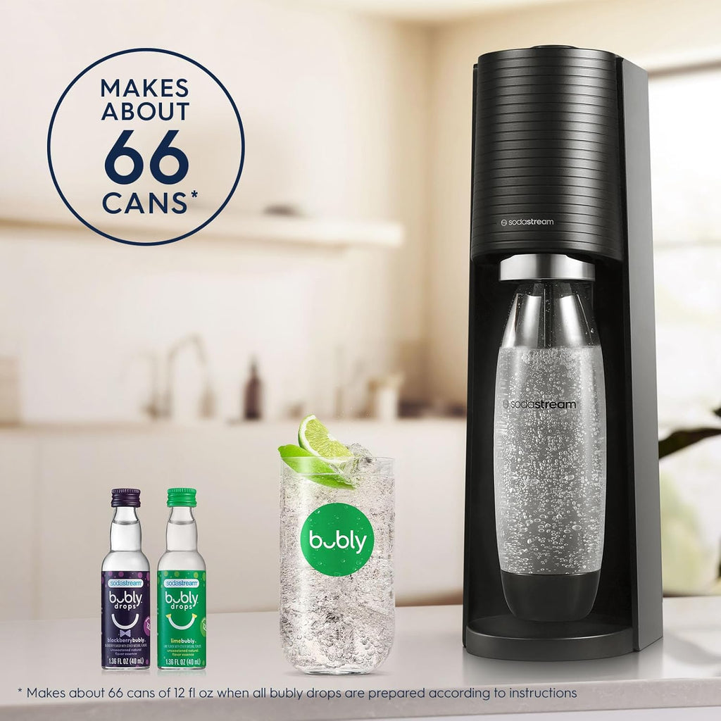 SodaStream Terra Sparkling Water Maker (Red) with CO2, Dishwasher Safe Bottle and Bubly Drop