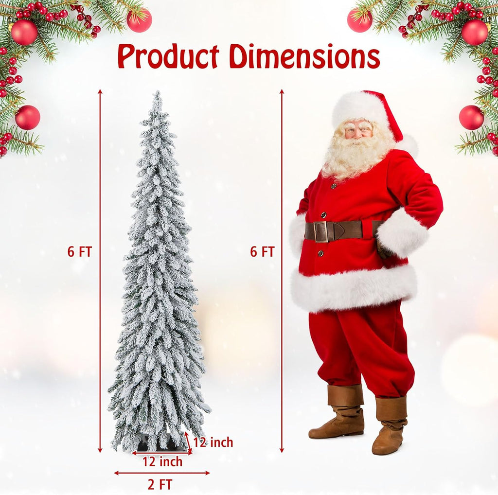 Goplus 7ft Artificial White Christmas Tree Xmas Pine Tree with Solid Metal Legs Perfect for Indoor and Outdoor Holiday Decoration