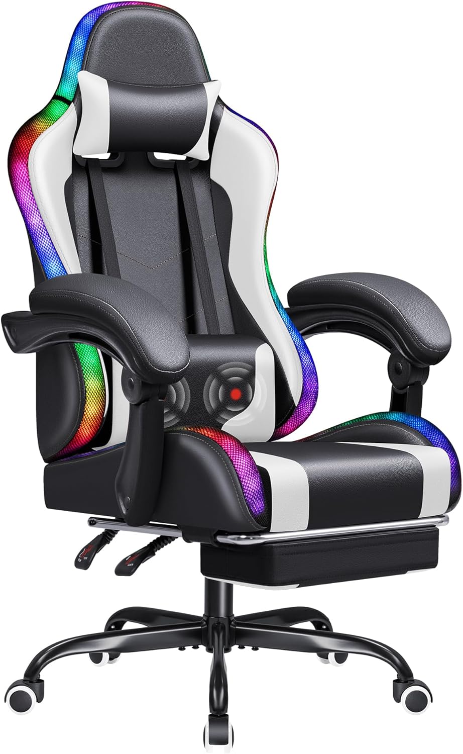 Homall Gaming Chair, Video Game Chair with Footrest and Massage Lumbar Support, Ergonomic Computer Chair Height Adjustable with Swivel Seat and Headrest (Grey)