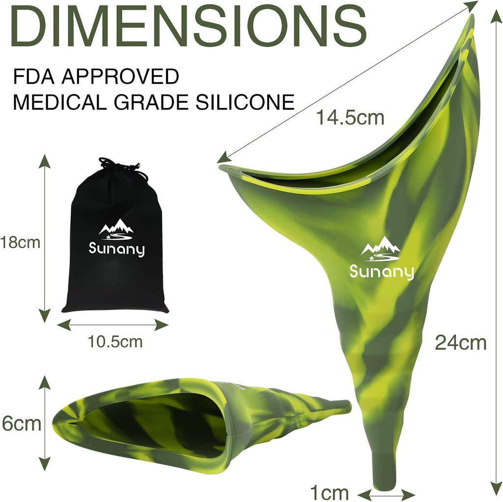 Female Urination Device,Reusable Silicone Female Urinal Foolproof Women Pee Funnel Allows Women to Pee Standing Up,Women's Urinal with Drawstring Bags is The Perfect Companion for Travel and Outdoor