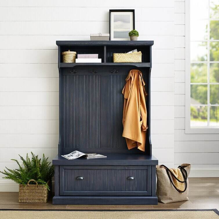 Carmel 40'' Wide Hall Tree with Bench and Shoe Storages