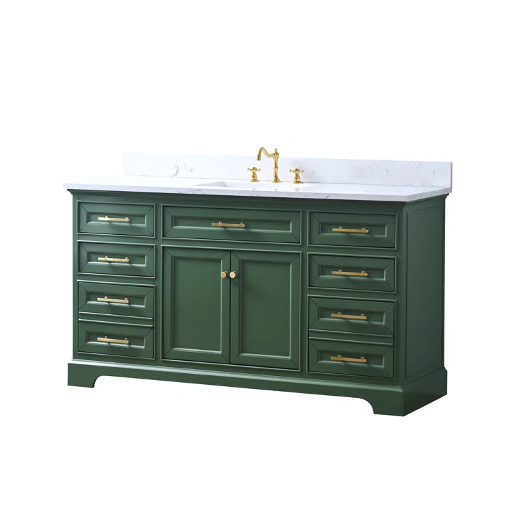 Annaline 60'' Single Bathroom Vanity with Engineered Stone Top