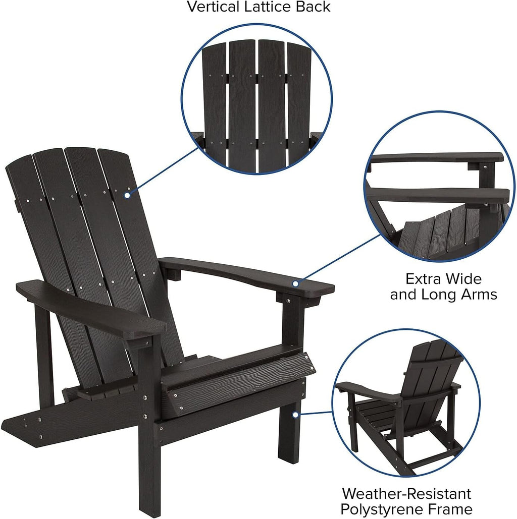 Flash Furniture Charlestown Commercial Grade Indoor/Outdoor Adirondack Chair, Weather Resistant Durable Poly Resin Deck and Patio Seating, Green