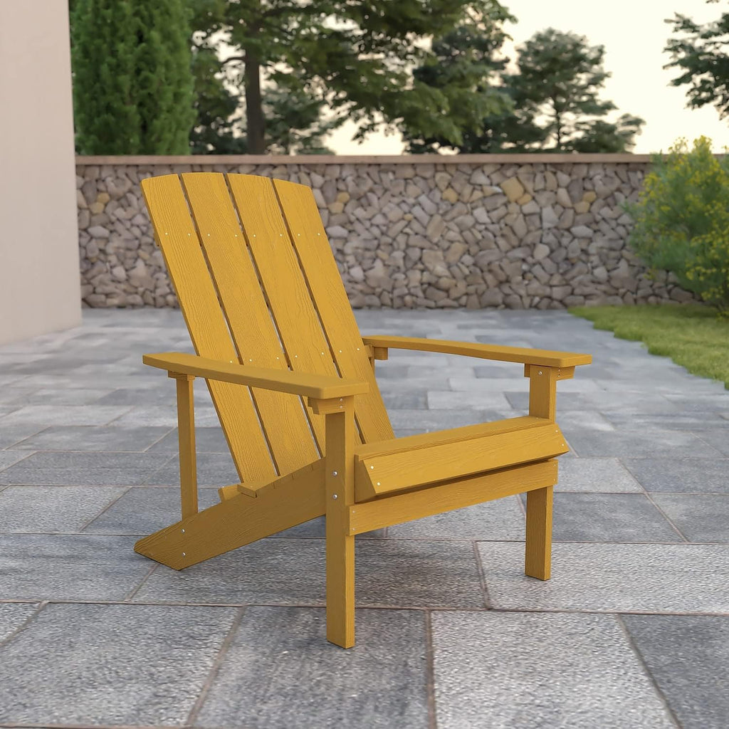 Flash Furniture Charlestown Commercial Grade Indoor/Outdoor Adirondack Chair, Weather Resistant Durable Poly Resin Deck and Patio Seating, Green