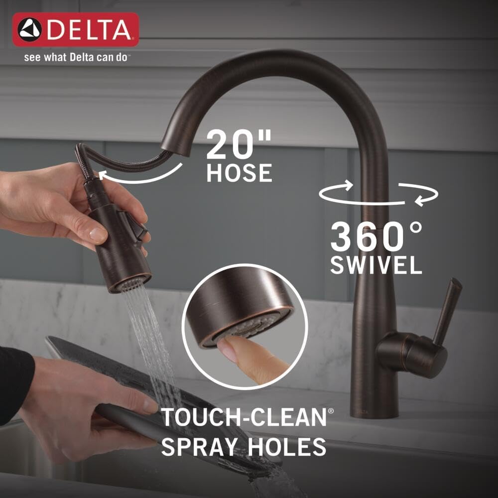 Delta Essa Touchless Kitchen Faucet with Touch Technology, Brushed Nickel Kitchen Sink Faucet with Pull Down Sprayer, Single Hole, Arctic Stainless 9113TL-AR-DST