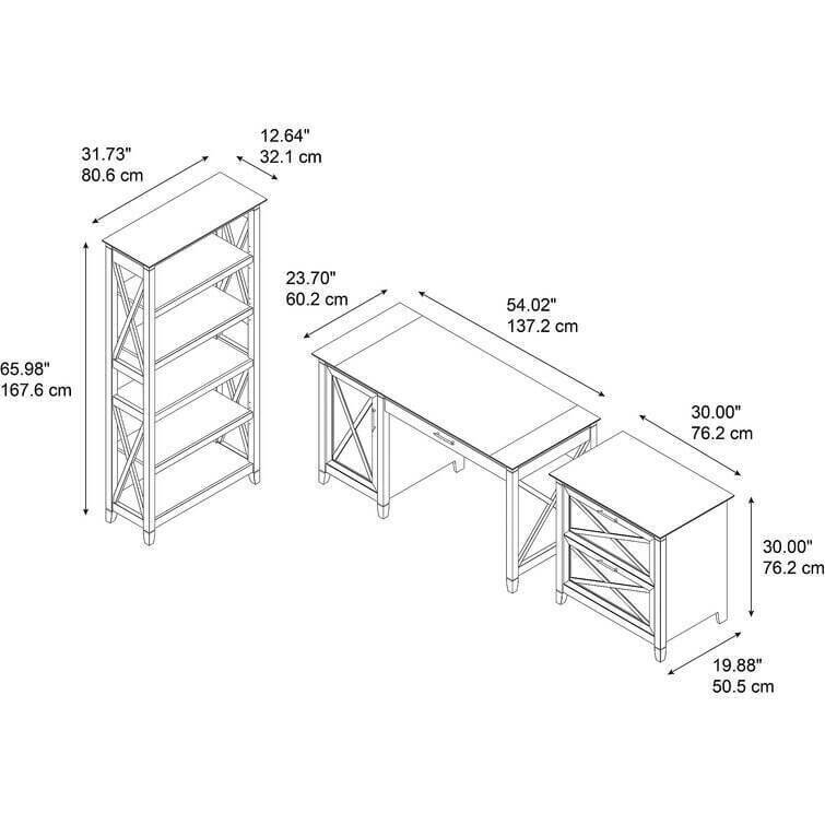 Veda 3 Piece Rectangular Computer Desk Office Set