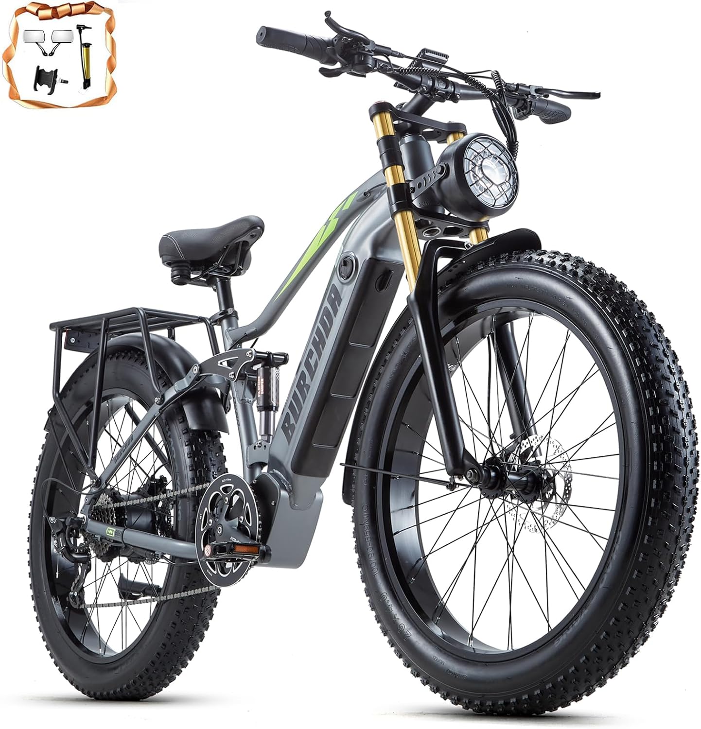 Dual Motor 2000W/1000W Electric Bike for Adult 48V 30AH/20Ah Removable Battery Up to &120 Miles Long Range 26"Fat Tire Off Road Mountain Full Suspension Electric Bicycle,Adjustable Stem,UL Certified