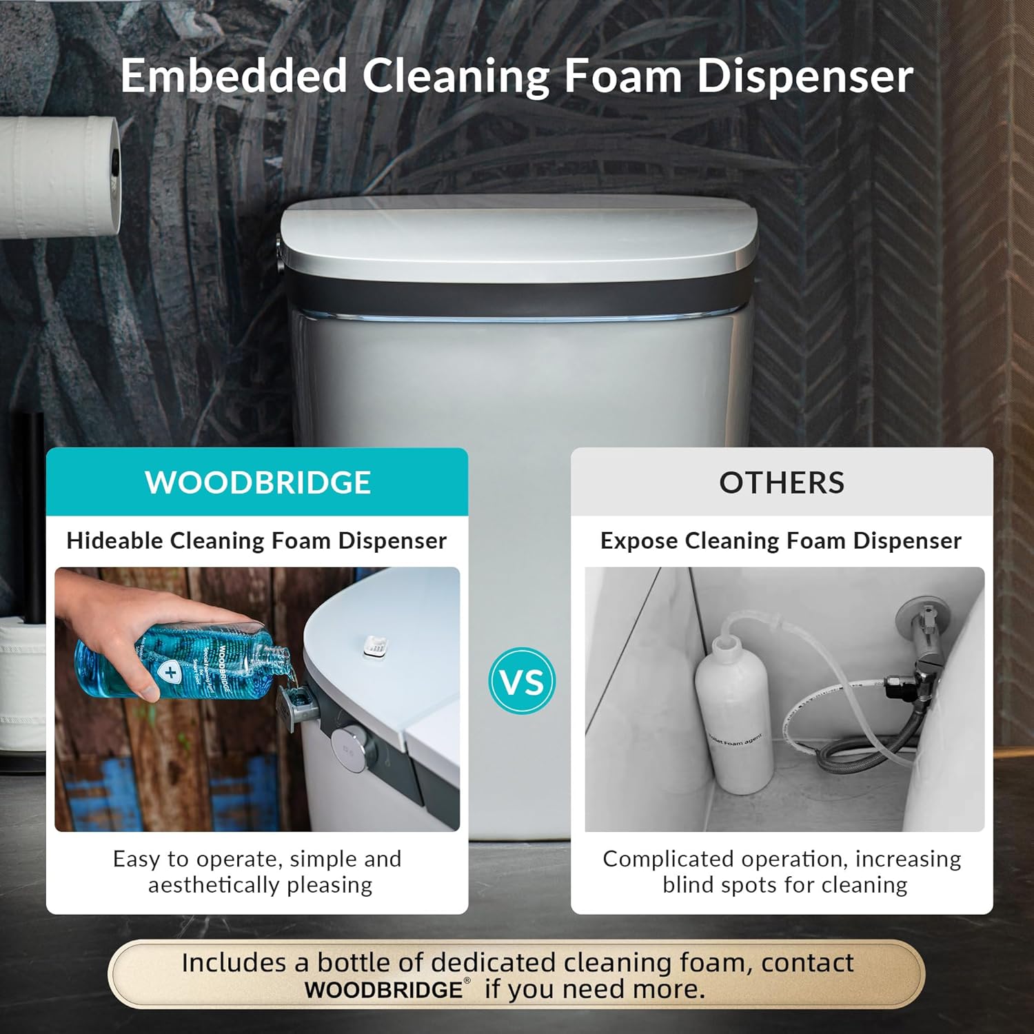 WOODBRIDGE Smart Bidet Toilet with 1000 Gram MaP Flush Score,Auto Open/Close,Foam Shield,Auto Flush,Foot Sensor,Movement Drying,Heated Seat,ADA Chair Height,One Piece Toilet with Tank Built in