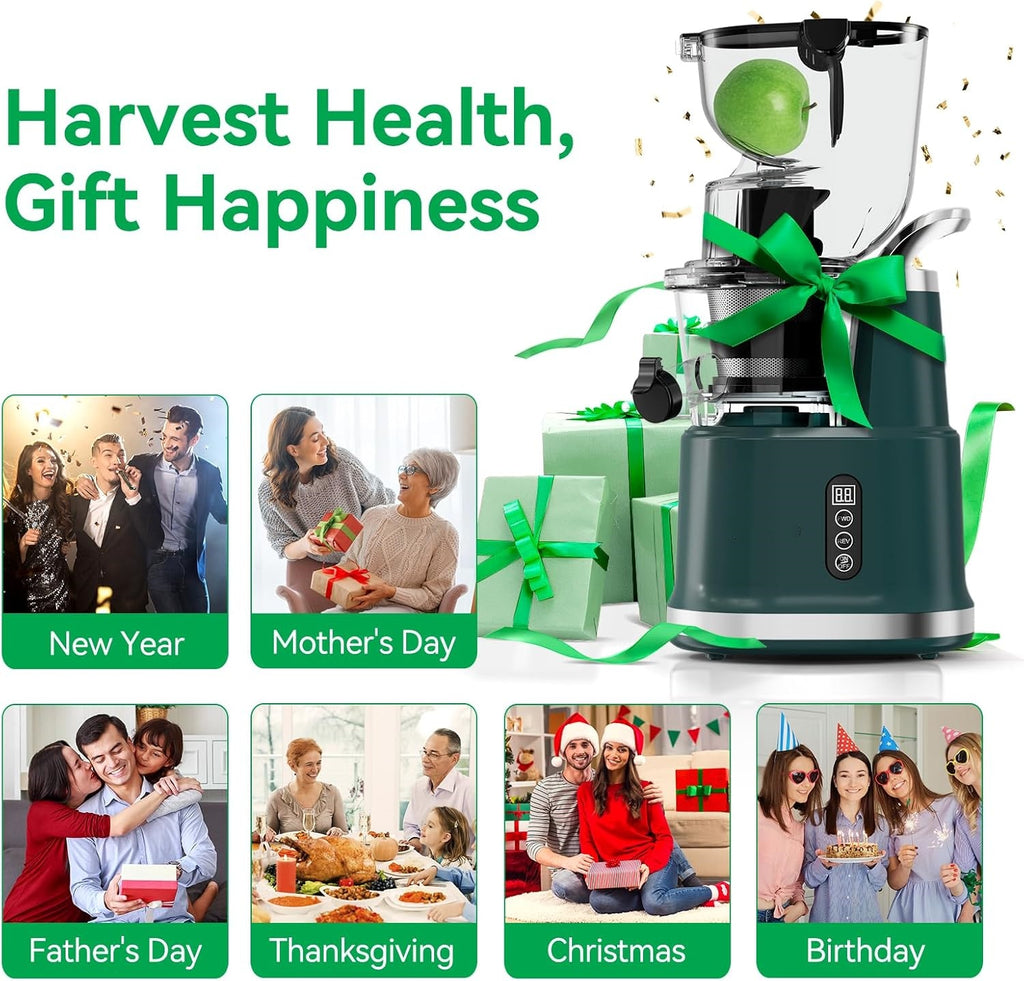 Cold Press Juicer, Juicer Machines with 3.3" Large Feed Chute,Large Capacity,High Juice Yield,Slow Masticating Juicer for Fruits and Vegetables, Self Feeding for Juice Extractor,BPA-Free,Black