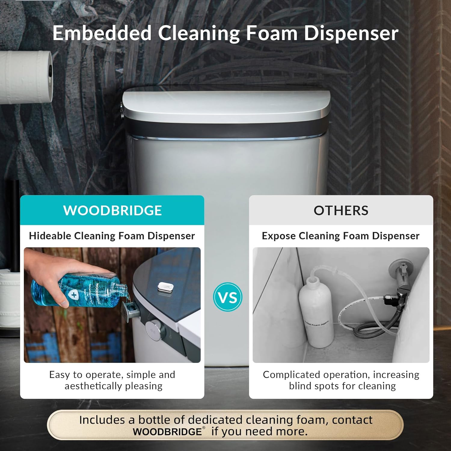 WOODBRIDGE Smart Bidet Toilet with 1000 Gram MaP Flush Score,Auto Open/Close,Foam Shield,Auto Flush,Foot Sensor,Movement Drying,Heated Seat,ADA Chair Height,One Piece Toilet with Tank Built in