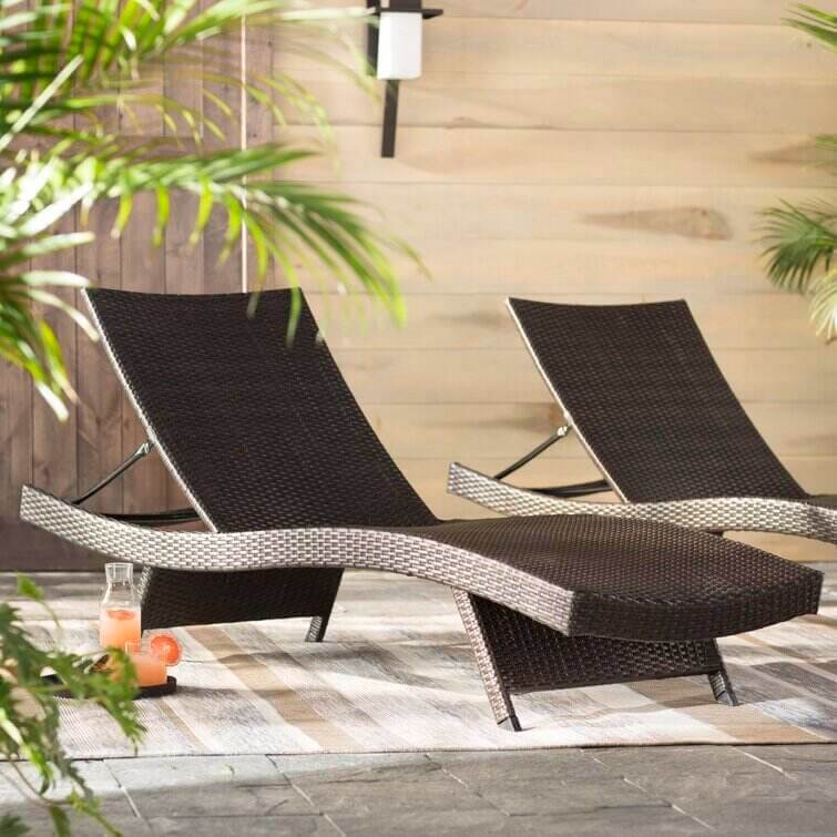Breton Outdoor Wicker Chaise Lounge (Set of 2)