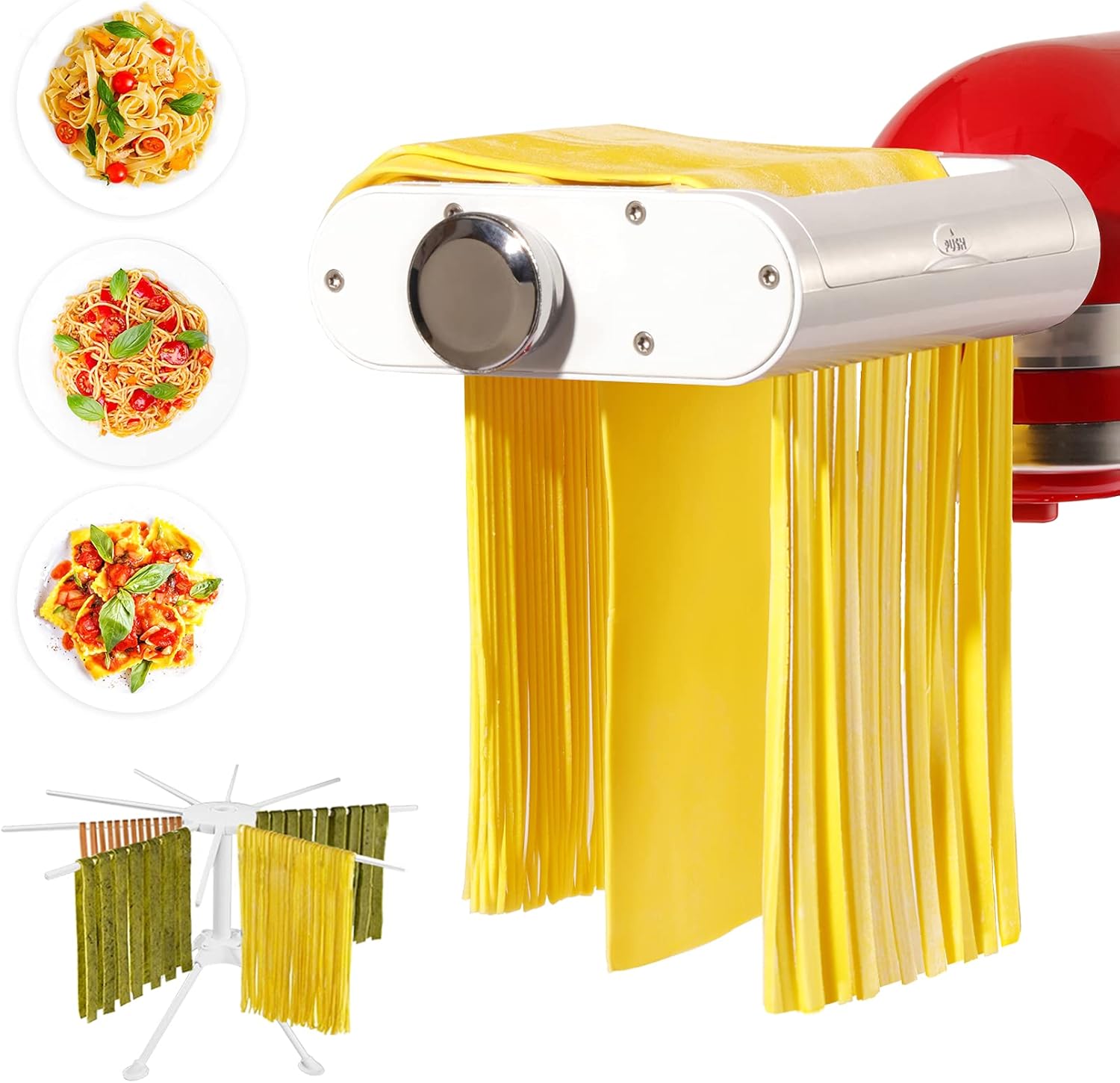 ANTREE 3-IN-1 Pasta Attachment & Ravioli Attachment for KitchenAid Stand Mixers, Pasta Maker Assecories included Pasta Sheet Roller, Spaghetti Cutter and Ravioli Maker Attachment