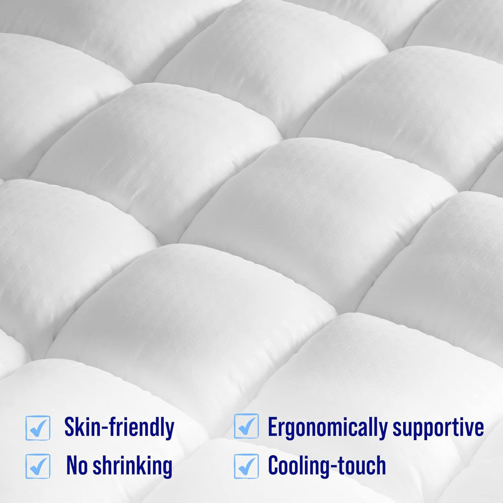 Extra Thick Mattress Topper, Down Alternative Overfill Plush Mattress Pad Cover Topper, Cooling Pillow Top with 8-21Inch Deep Pocket