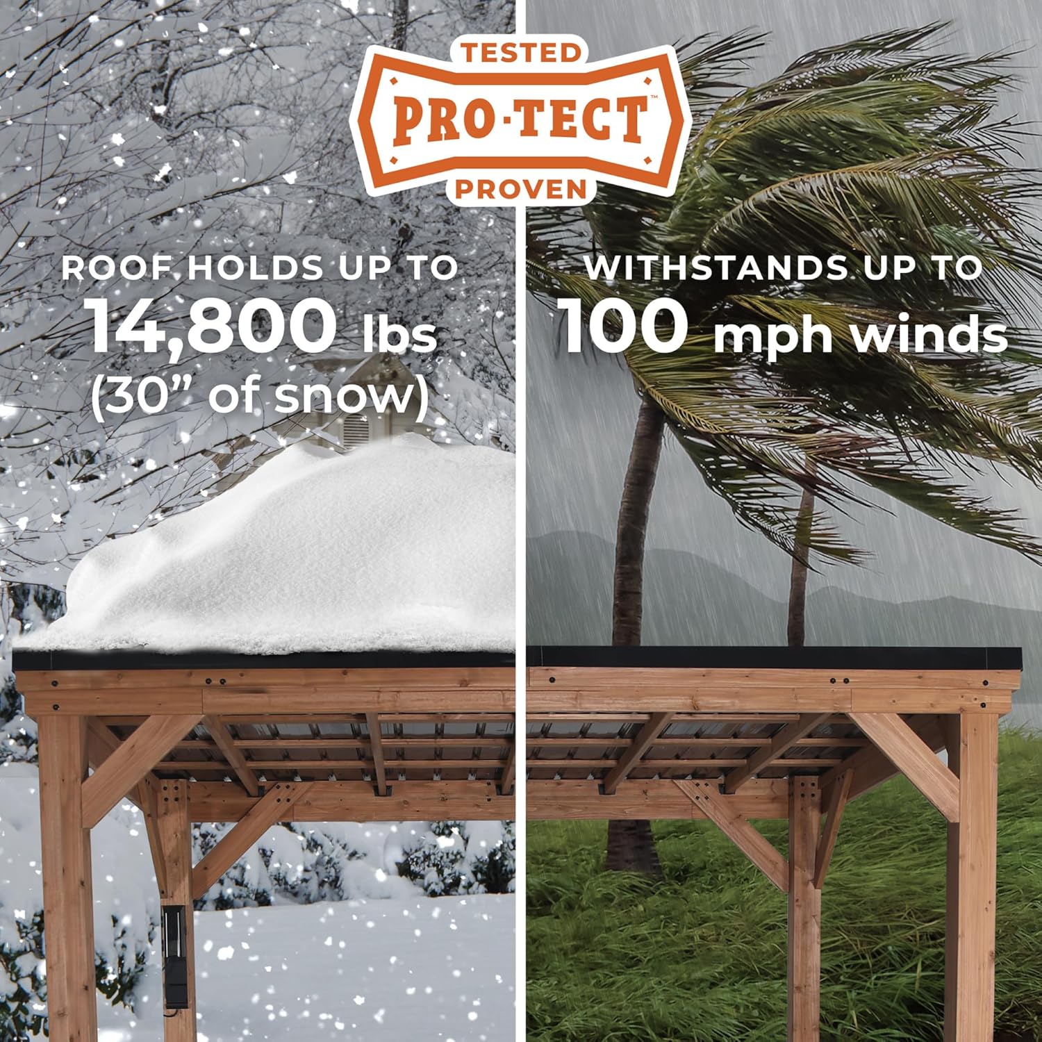 Backyard Discovery Saxony XL 12' x 6' Cedar Wood BBQ Grill Gazebo Pavilion with Hardtop Galvanized Steel Roof, Bar Tops, Powerport, Snow Support, Wind Resistance, Cook Station for Outdoor Patio, Deck