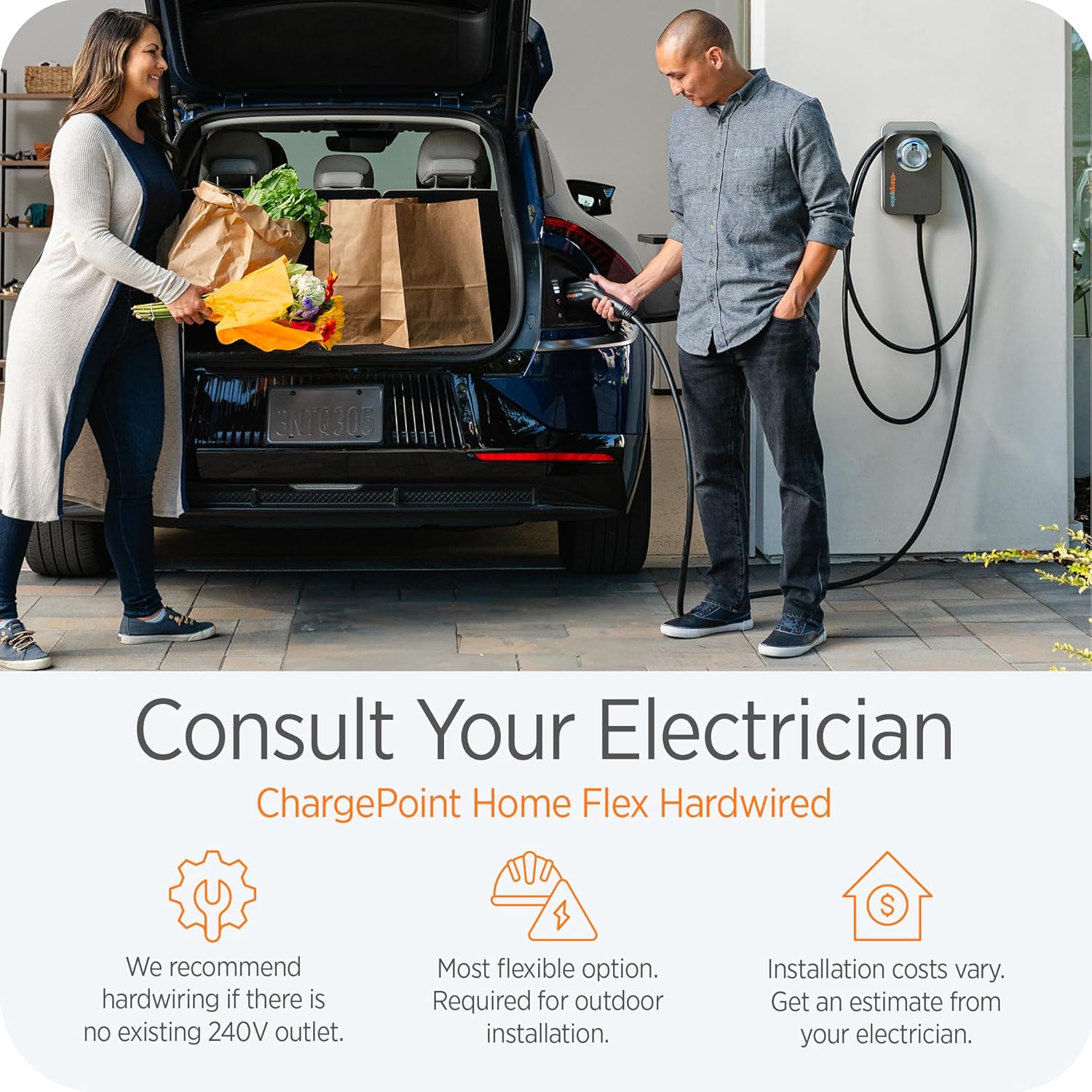 ChargePoint HomeFlex Level 2 EV Charger J1772, NEMA 6-50 Plug for Electric Car - Fast Smart Battery Power Charging at Home for Electric Automobile Vehicles
