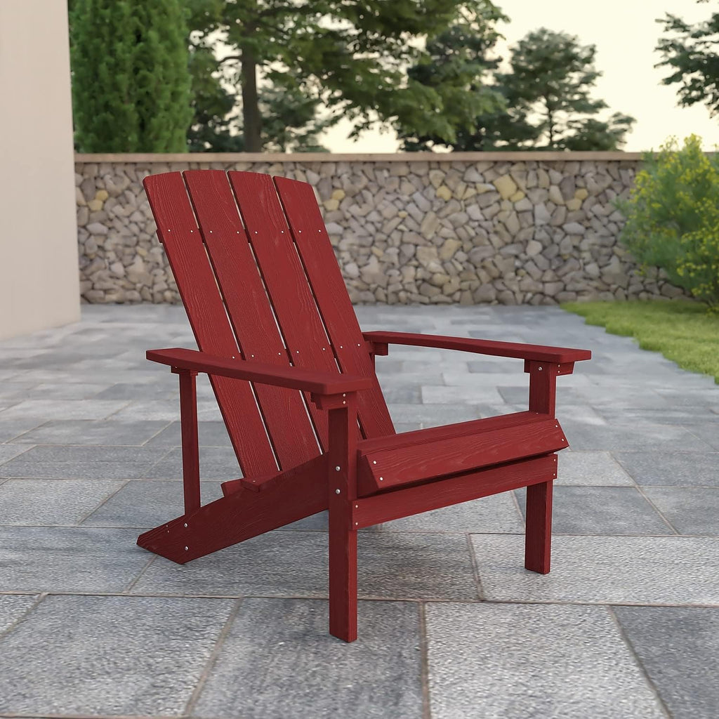 Flash Furniture Charlestown Commercial Grade Indoor/Outdoor Adirondack Chair, Weather Resistant Durable Poly Resin Deck and Patio Seating, Green