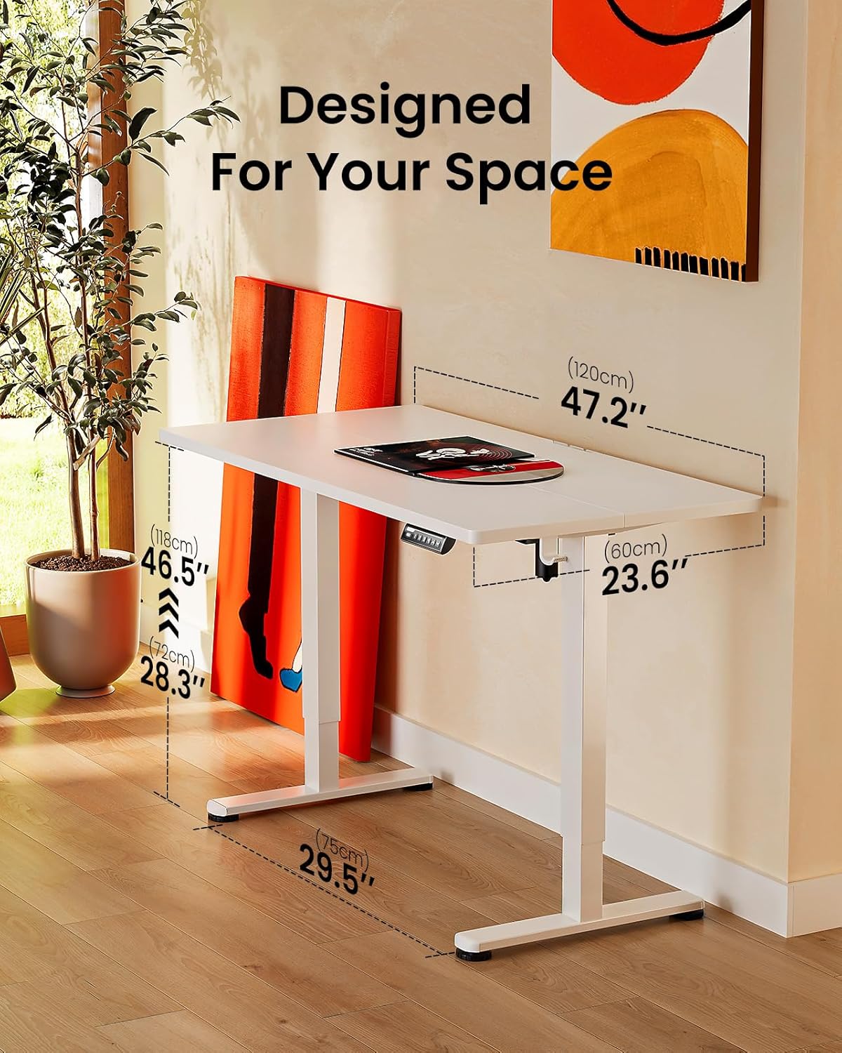 ErGear Height Adjustable Electric Standing Desk, 40 x 24 Inches Sit Stand up Desk, Memory Computer Home Office Desk (Light Vintage Brown)