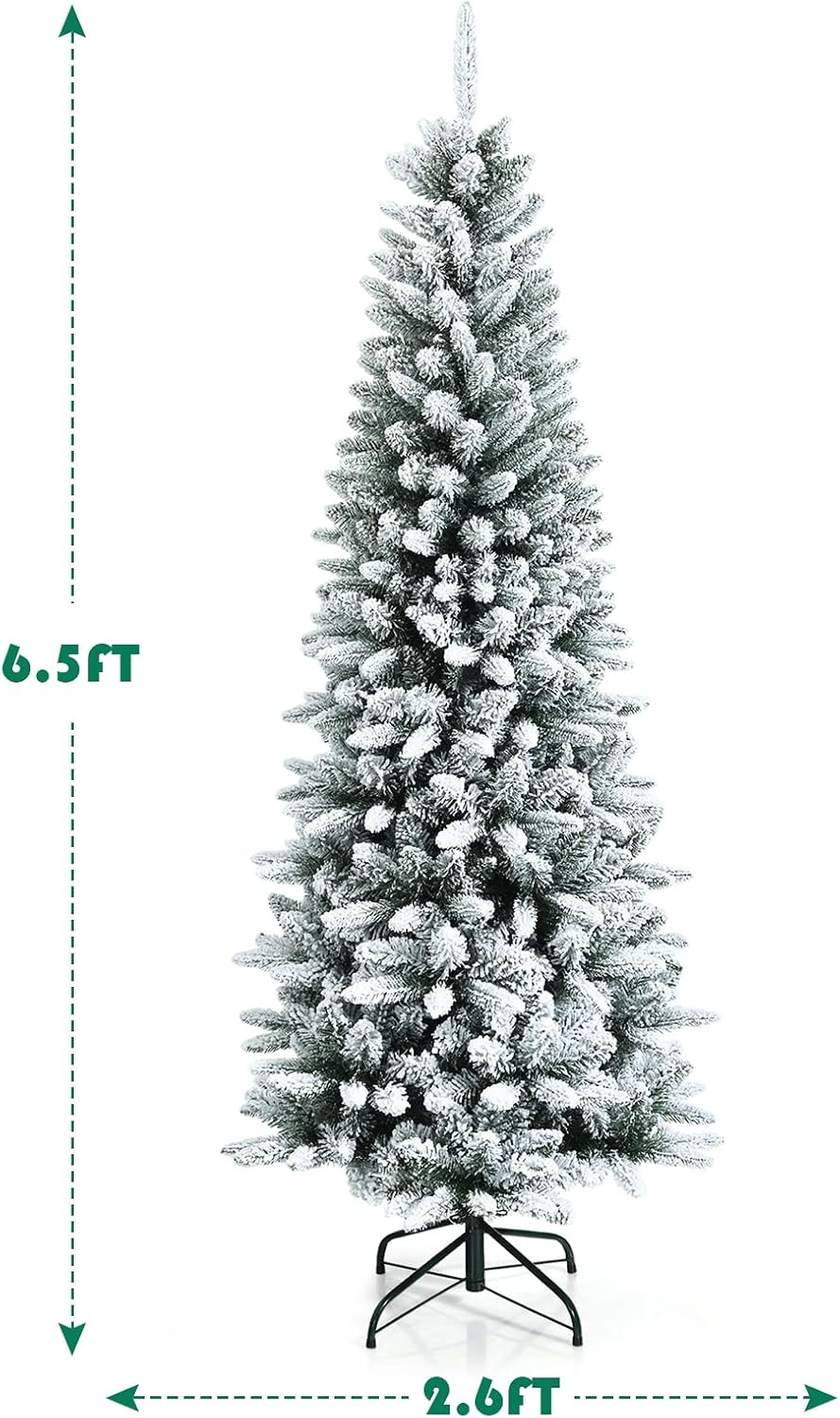 Goplus 7ft Artificial White Christmas Tree Xmas Pine Tree with Solid Metal Legs Perfect for Indoor and Outdoor Holiday Decoration