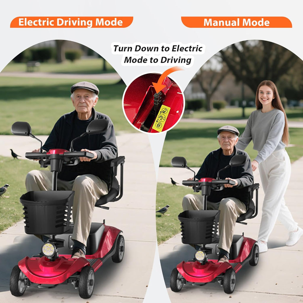 Mobility Scooter for Adults, Foldable 4 Wheel Motorized Mobility Scooter w/Dustproof Cover, 350LBS Capacity & Removable Lithium Battery, Seniors 25Miles Electric Powered Mobility for Outdoor