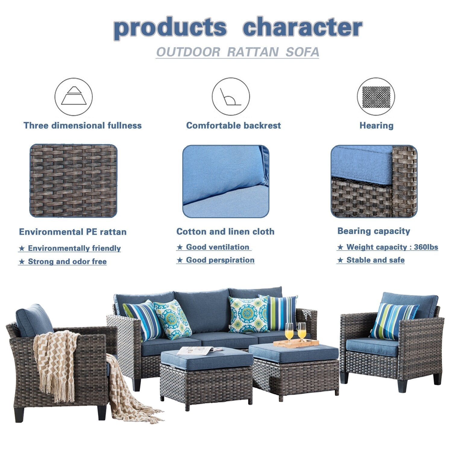 Burhans 5 - Person Seating Group with Cushions?(Set of 5)