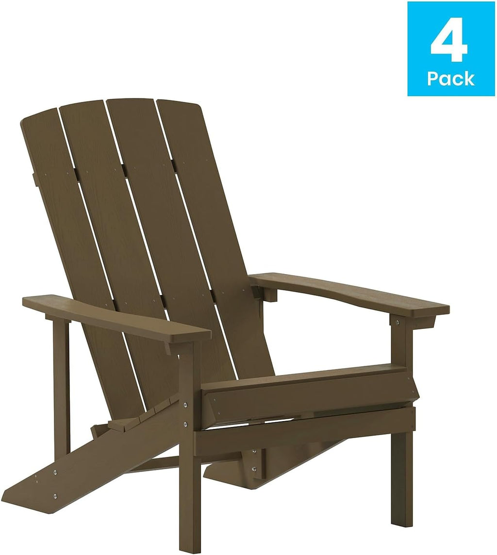 Flash Furniture Charlestown Commercial Grade Indoor/Outdoor Adirondack Chair, Weather Resistant Durable Poly Resin Deck and Patio Seating, Green