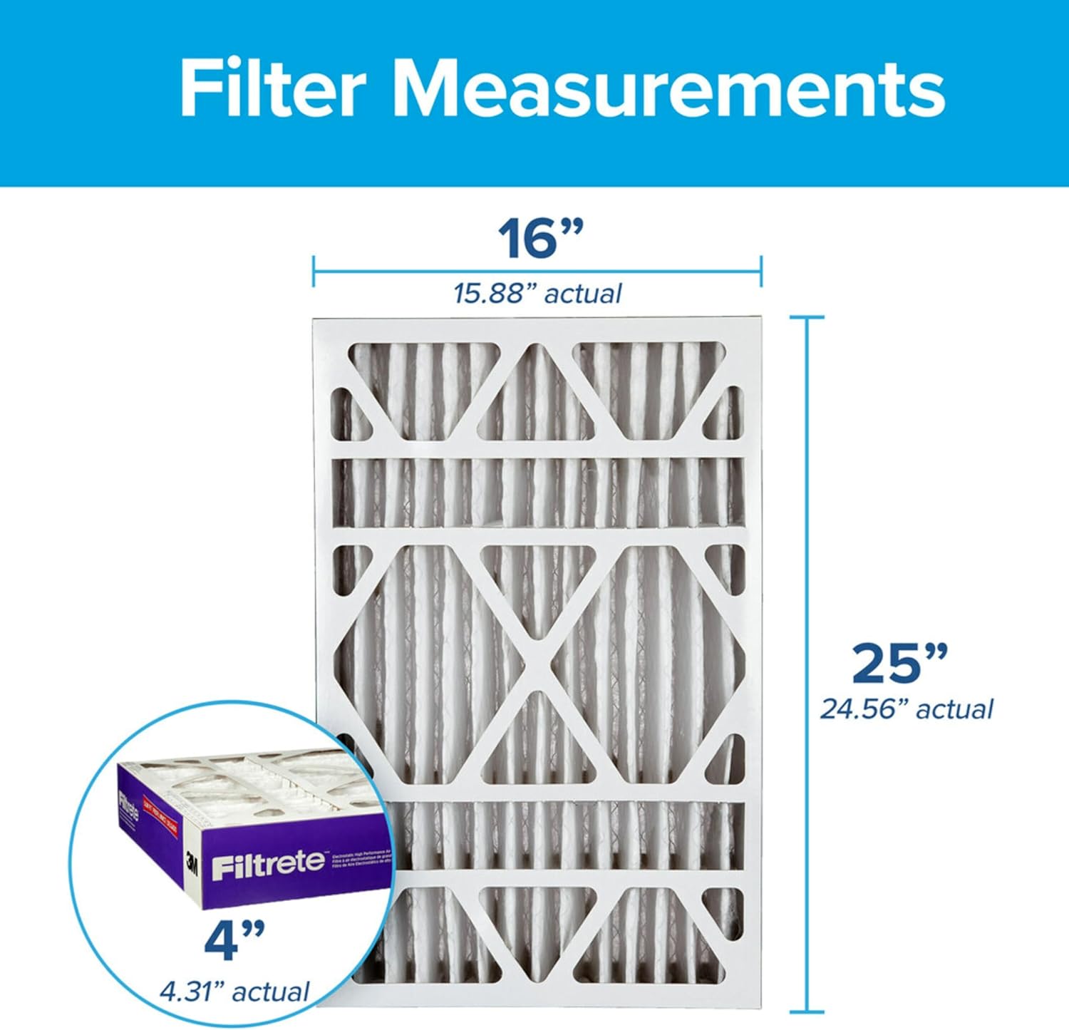 Filtrete 20x25x4 AC Furnace Air Filter, MPR 1550, MERV 12, Fits Lennox & Honeywell, Allergen, Bacteria & Virus, , Electrostatic Air Cleaning Filter, 4-Pack (actual size 19.88 x 24.63 x 4.31)