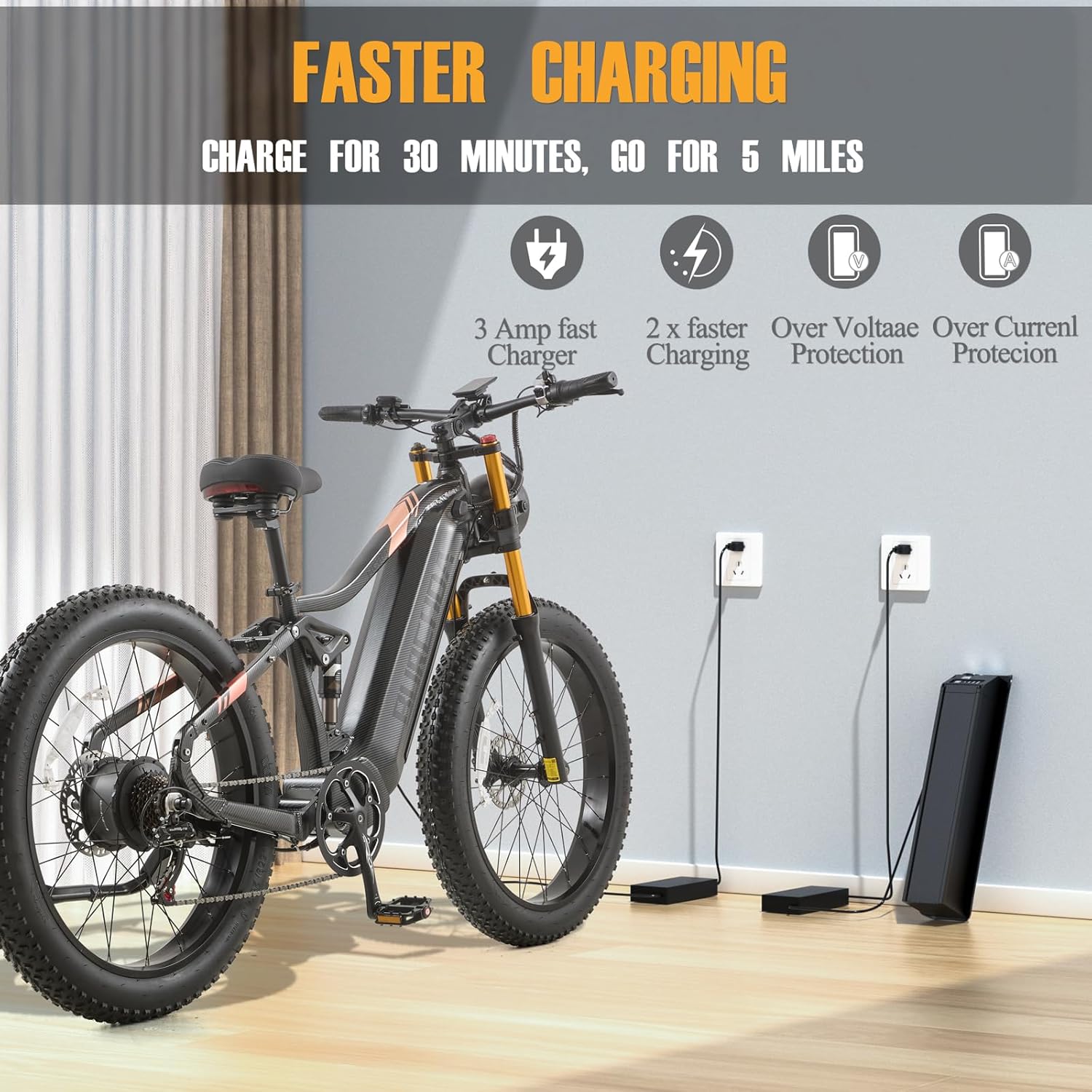 Dual Motor 2000W/1000W Electric Bike for Adult 48V 30AH/20Ah Removable Battery Up to &120 Miles Long Range 26"Fat Tire Off Road Mountain Full Suspension Electric Bicycle,Adjustable Stem,UL Certified