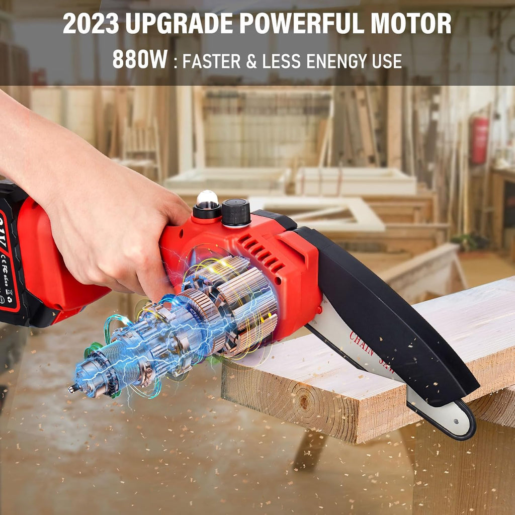 Tietoc Mini Chainsaw 6 Inch Cordless, Portable Electric Chain Saw Small Handheld Battery Powered Super Saws, Stocking Stuffers Christmas Gifts for Men Women, Birthday Mens Gift for Dad Fathers Husband