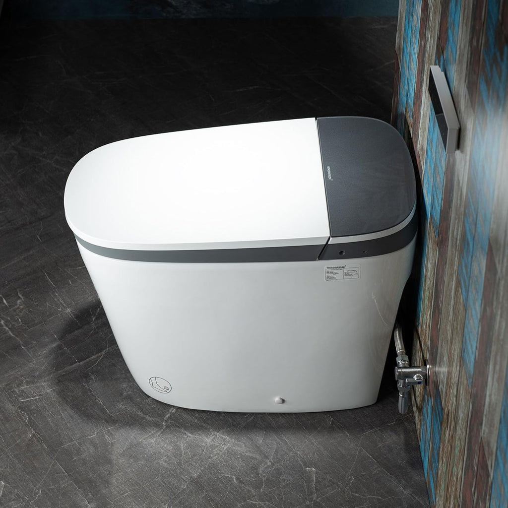 WOODBRIDGE Smart Bidet Toilet with 1000 Gram MaP Flush Score,Auto Open/Close,Foam Shield,Auto Flush,Foot Sensor,Movement Drying,Heated Seat,ADA Chair Height,One Piece Toilet with Tank Built in