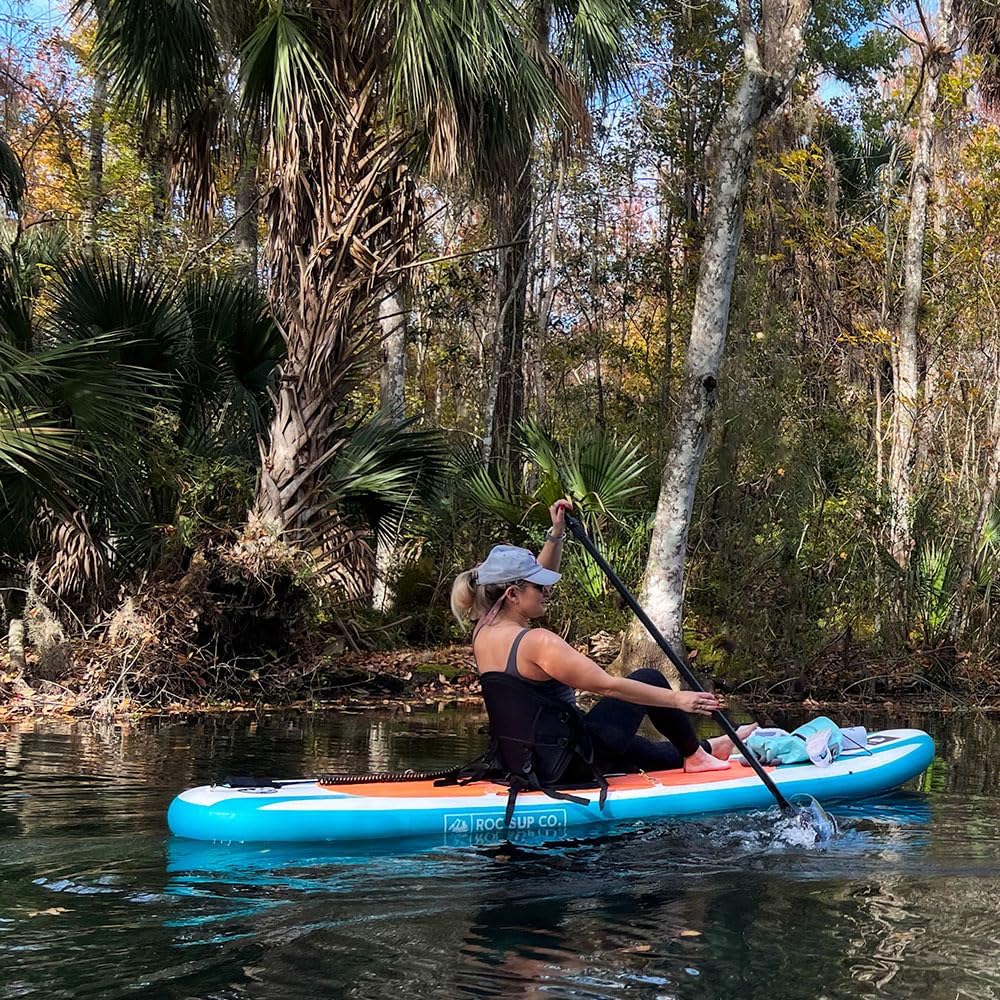 Roc Inflatable Stand Up Paddle Boards with Premium SUP Paddle Board Accessories, Wide Stable Design, Non-Slip Comfort Deck for Youth & Adults (Aqua W/Kayak Seat)