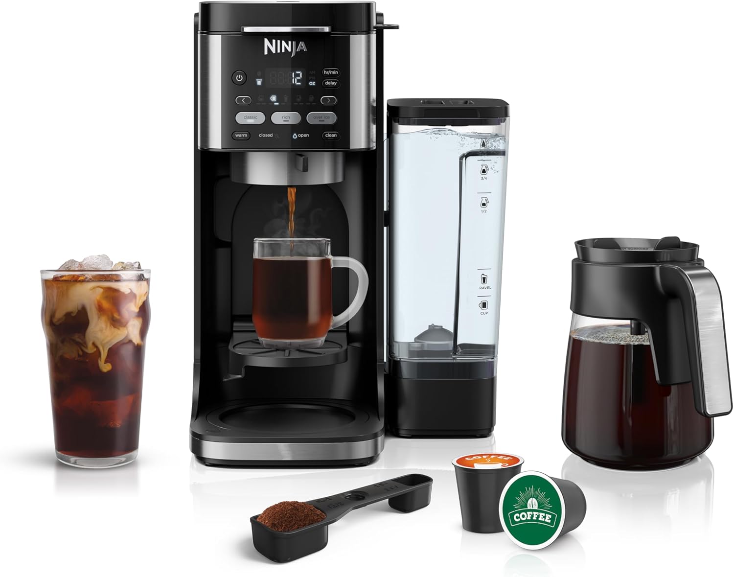 Ninja Hot and Iced Coffee Maker, Single Serve Coffee Maker and Drip Coffee Machine, DualBrew Pro Specialty 12-Cup with K-Cup Combo, Includes Permanent Filter, CFP307