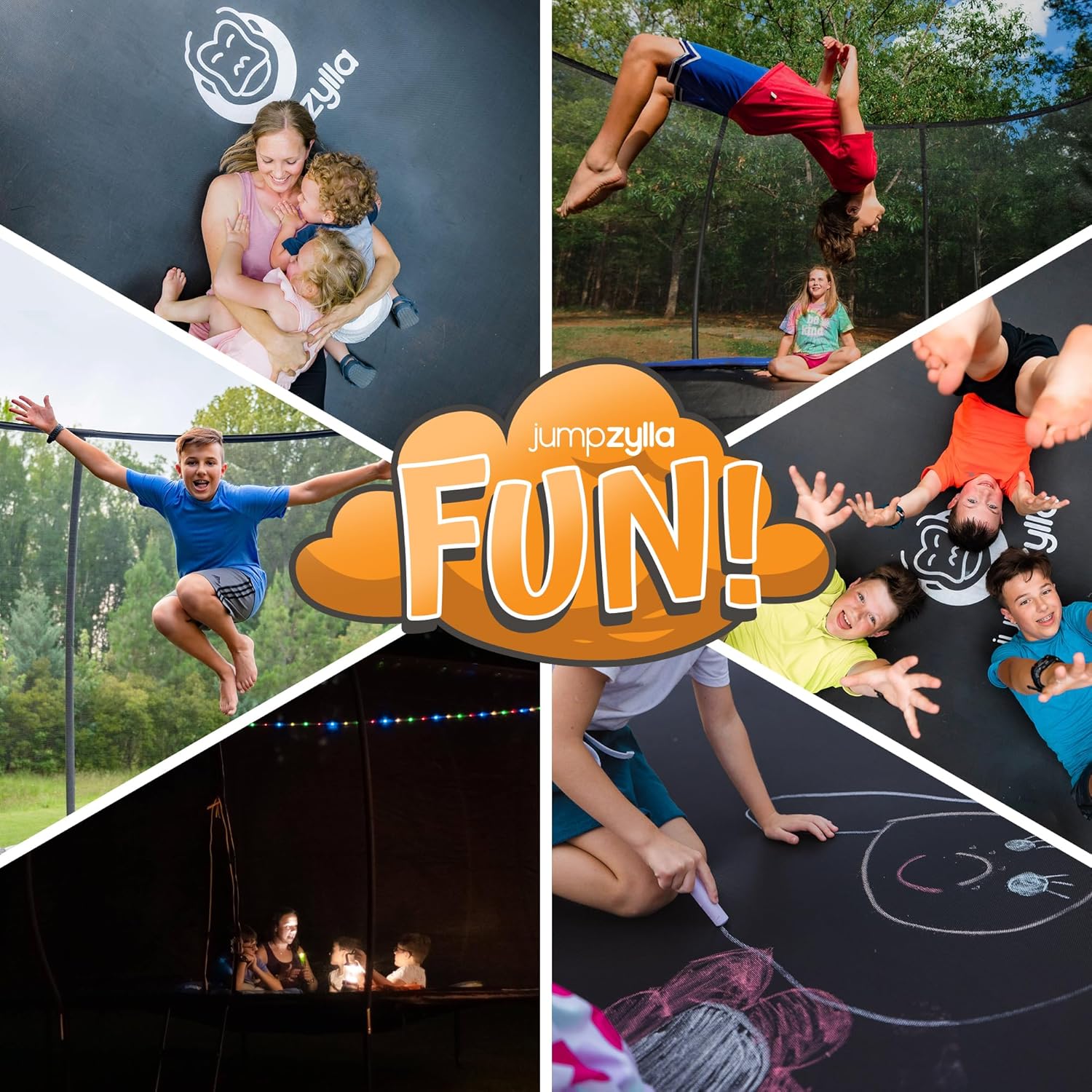 JUMPZYLLA Trampoline Outdoor 8FT 10FT 12FT 14FT 15FT 16FT with Enclosure and Ladder, ASTM Approved Recreational Trampoline for Kids and Adults, Anti-Rust Coated Frame