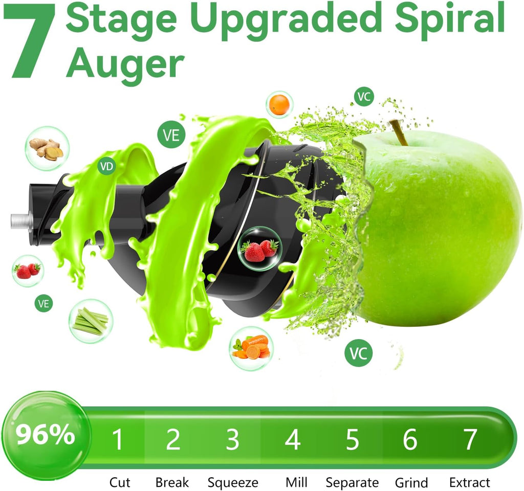 Cold Press Juicer, Juicer Machines with 3.3" Large Feed Chute,Large Capacity,High Juice Yield,Slow Masticating Juicer for Fruits and Vegetables, Self Feeding for Juice Extractor,BPA-Free,Black