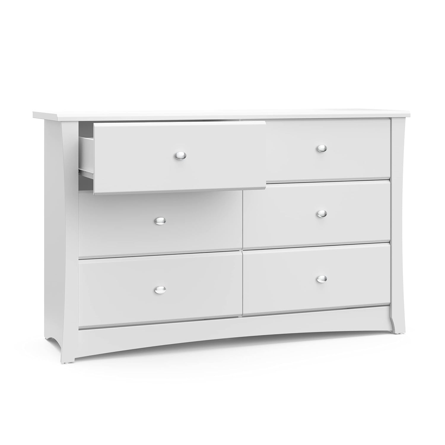 Storkcraft Crescent 6 Drawer Double Dresser (Pebble Gray) – GREENGUARD Gold Certified, For Nursery, Dresser, Kids Nursery Organizer, Chest of Drawers