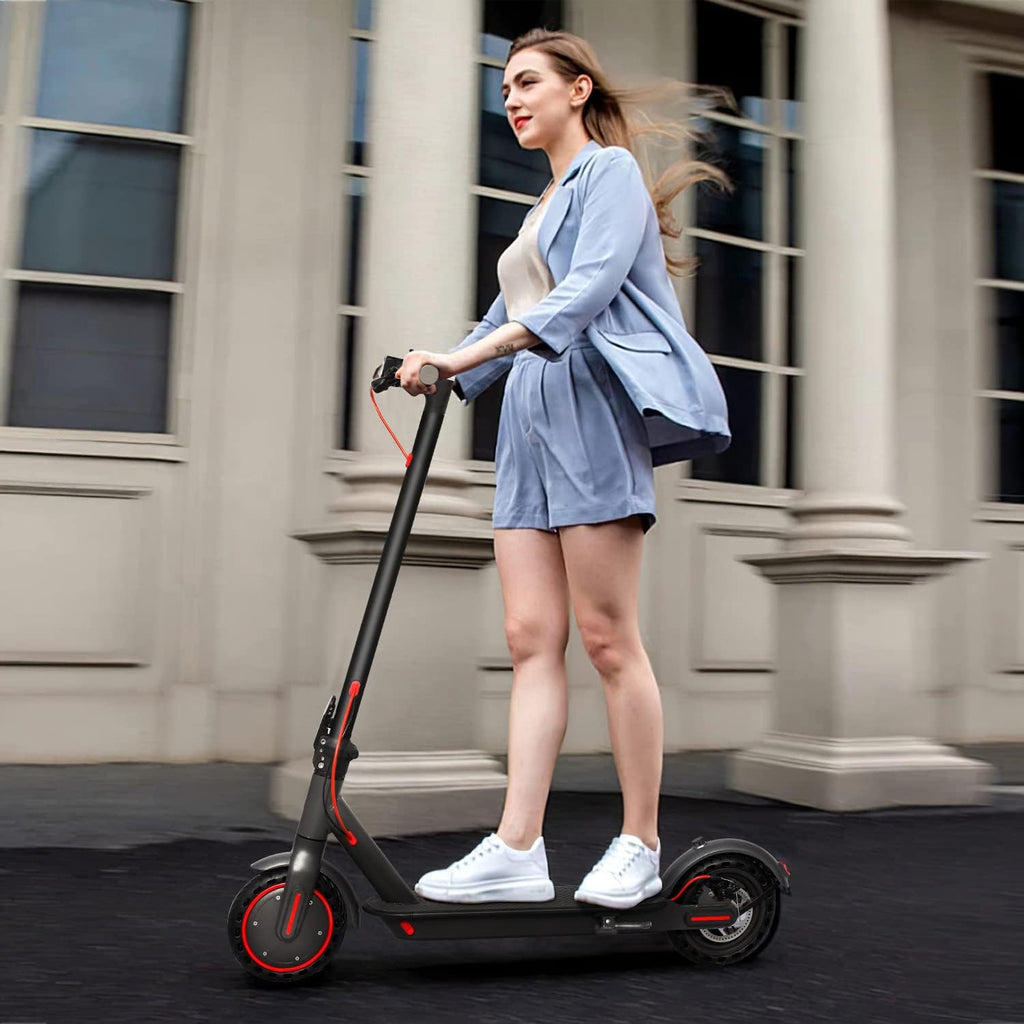 Electric Scooter 8.5" Solid Tires 350W Motor 10.5Ah Battery Up to 23 Miles Range 19 Mph Speed Portable Folding Commuting Scooter Double Braking System, Max Load 264Ibs
