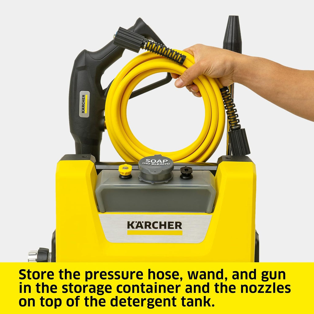 Electric Karcher Pressure Washer K1700, Max 2125 PSI, 3 Spray Nozzles, Detergent Tank, For Cars, Driveways, Siding, Patios, 1.46 max. GPM