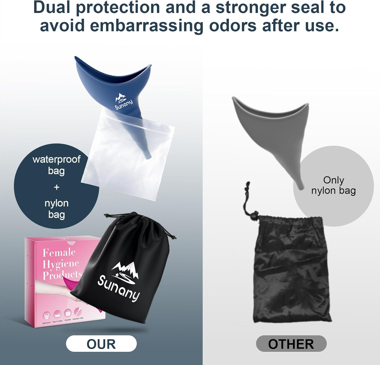 Female Urination Device,Reusable Silicone Female Urinal Foolproof Women Pee Funnel Allows Women to Pee Standing Up,Women's Urinal with Drawstring Bags is The Perfect Companion for Travel and Outdoor