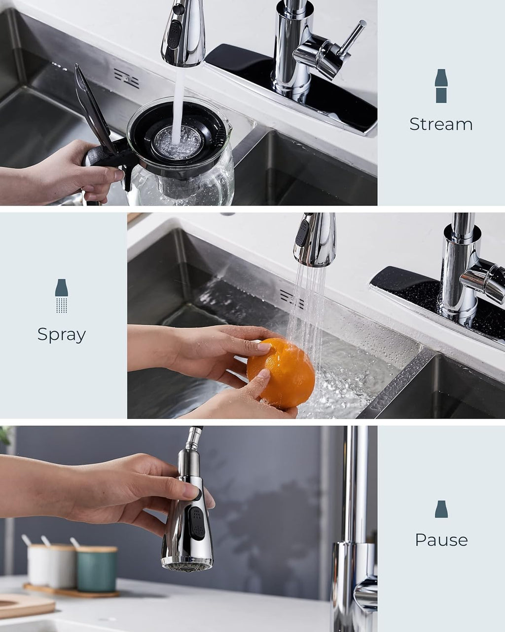 FORIOUS Touchless Kitchen Faucets, Brushed Nickel Kitchen Faucet with Pull Down Sprayer, Single Handle Smart Motion Sensor Kitchen Sink Faucet,Contemporary Hands-Free Sink Faucet for Farmhouse Laundry
