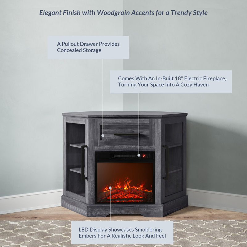 Lakeisha TV Stand for to 43" with Electric Fireplace Included
