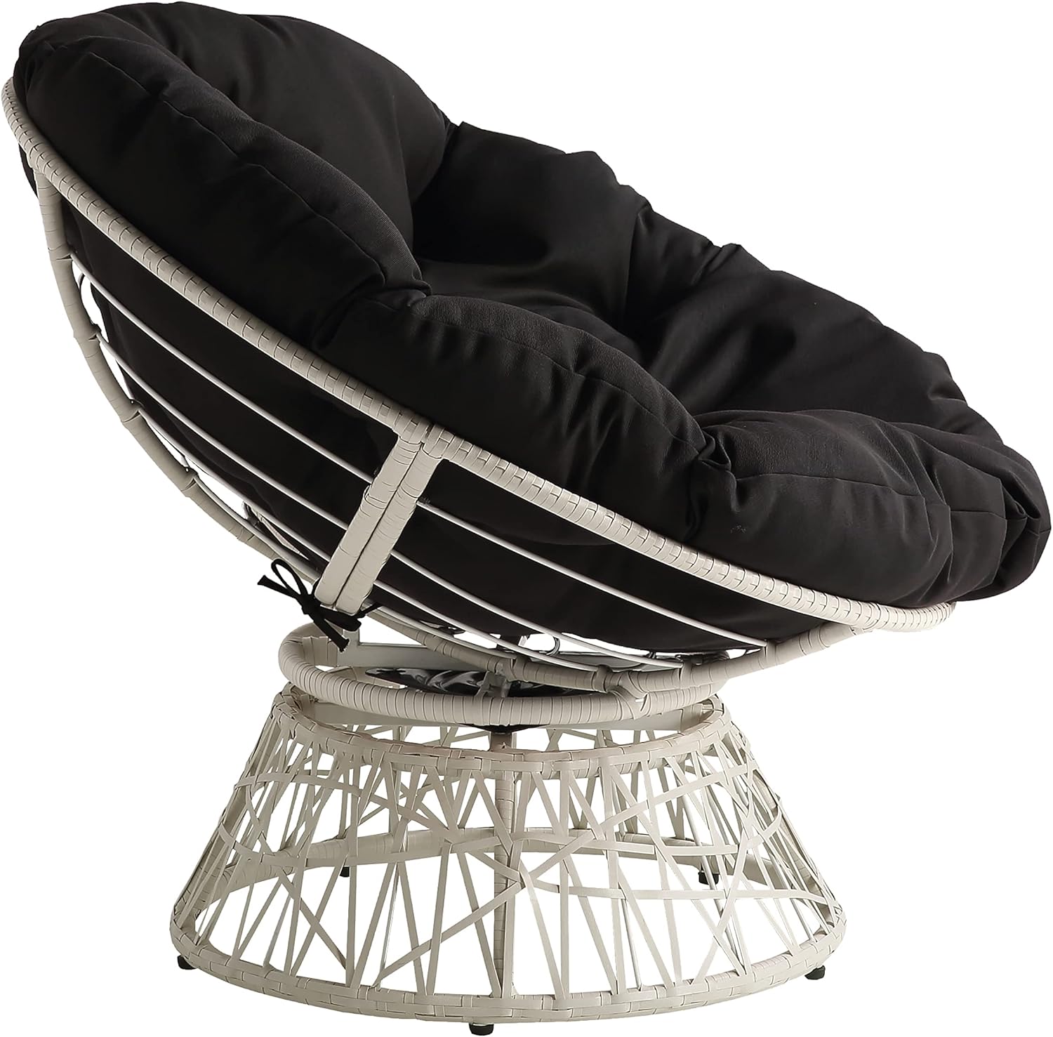 OSP Home Furnishings Wicker Papasan Chair with 360-Degree Swivel, Brown Frame with Brown Cushion