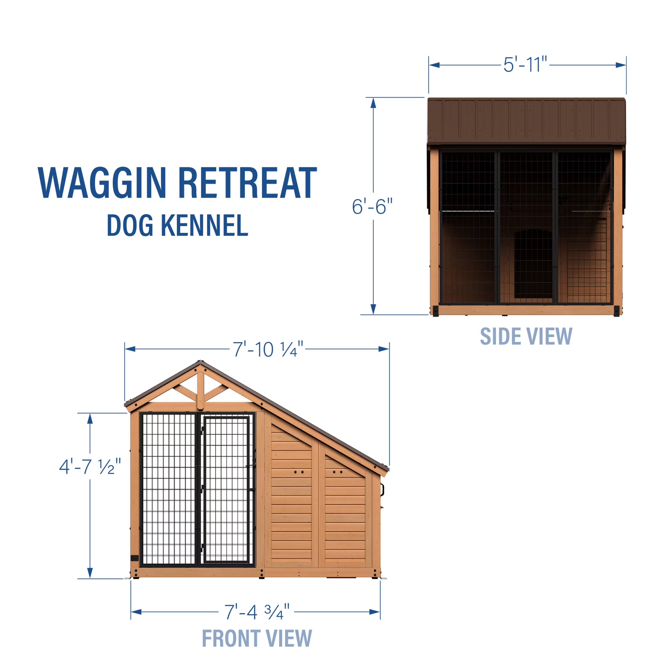 Backyard Discovery 7'x5' Waggin' Retreat Cedar Wood Dog Kennel, Galvanized Steel Roof