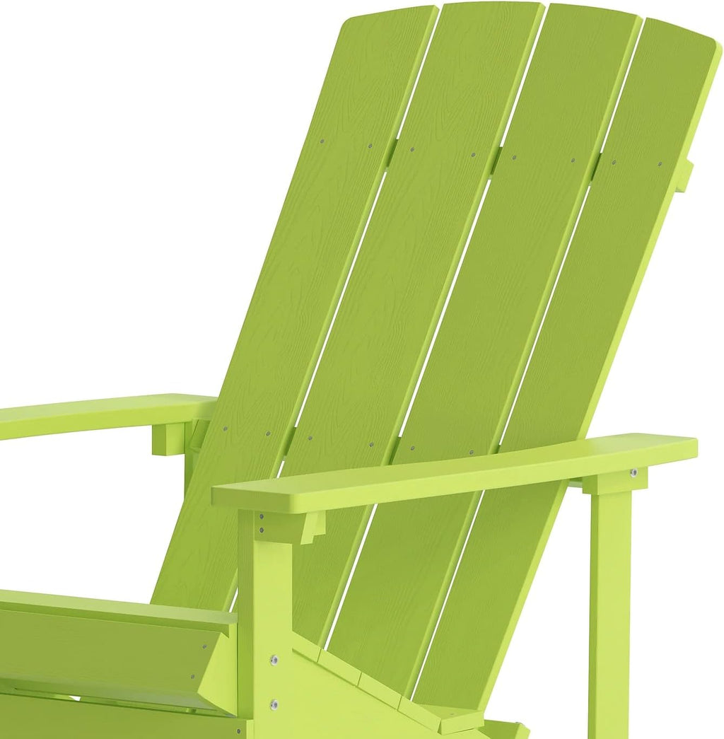 Flash Furniture Charlestown Commercial Grade Indoor/Outdoor Adirondack Chair, Weather Resistant Durable Poly Resin Deck and Patio Seating, Green