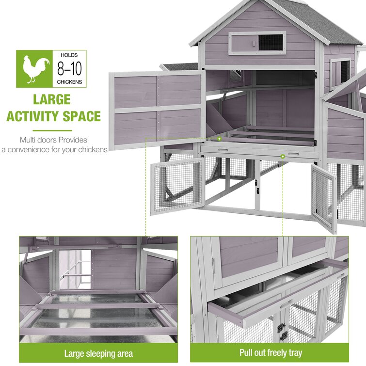 Anyi 59 Square Feet Chicken Coop with Chicken Run