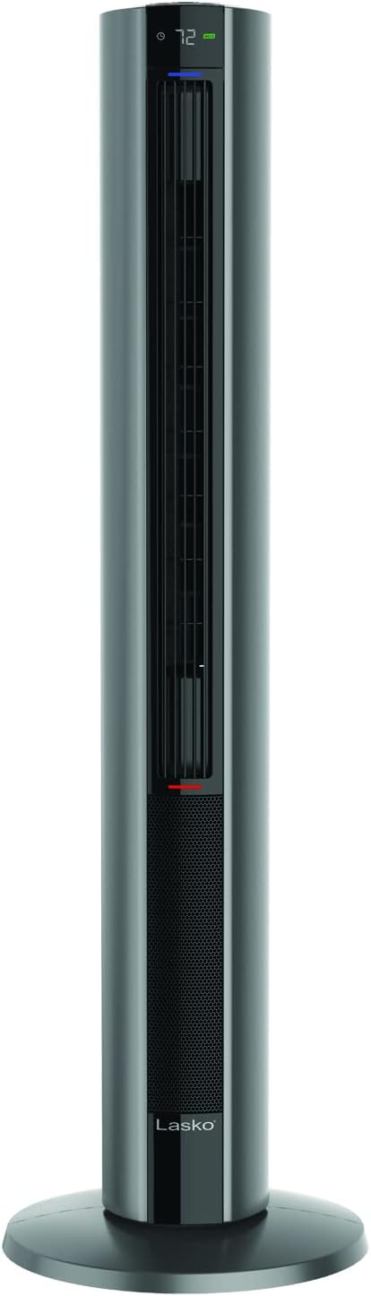Lasko Oscillating All Season Tower Fan and Space Heater in One for Home with Adjustable Thermostat, Tip-Over Switch, 4 Fan Speeds, 3 Heat Settings and Remote Control, 42 Inches, 1500W, Gray, FH515