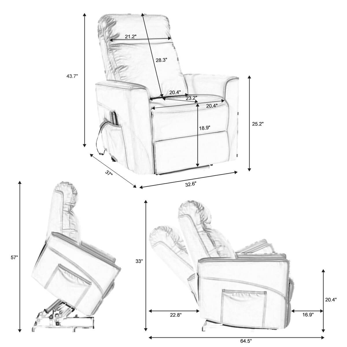 Power Lift Chair with Kneading Massage, Fabric