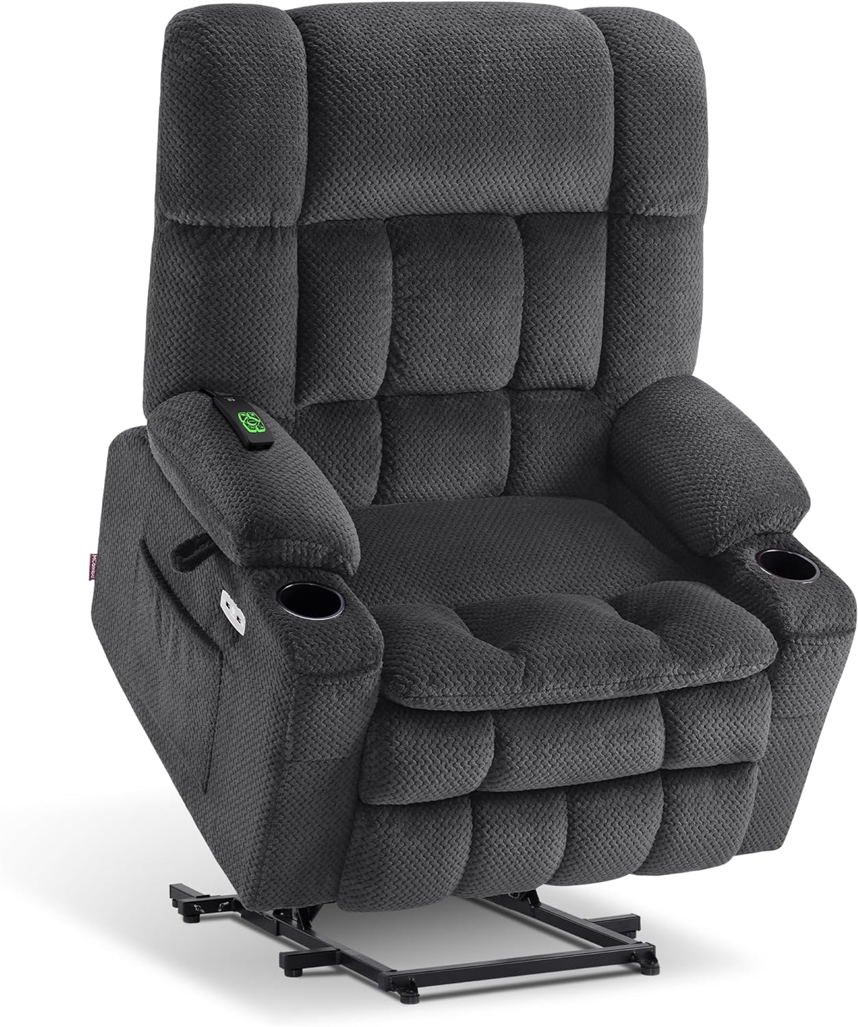 MCombo Dual Motor Power Lift Recliner Chair with Massage and Heat for Elderly People, Infinite Position, USB Ports, Cup Holders, Fabric 7890 (Medium, Yale Blue)