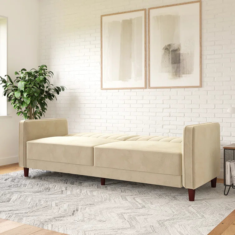 Perdue 81.5" Velvet Square Arm Convertible Sofa